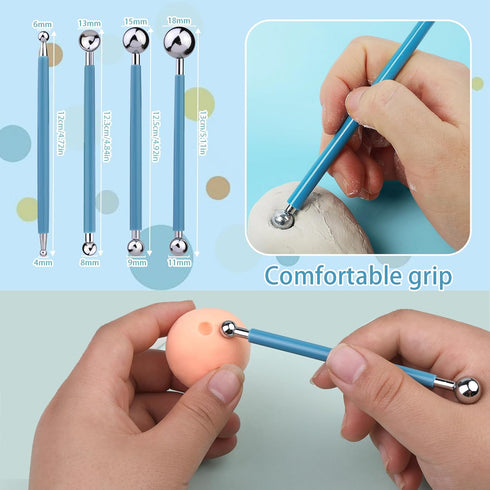 Dotting Tools, Silicone Clay Sculpting Tool, Clay Tools, Polymer Clay Tools, Clay Sculpting Tools with 15 PCS Modeling Dotting Tool, Embossing Too...