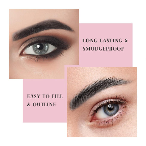 Eyebrow Pencil Double Ended, Waterproof Natural Brow Enhancing Pen, Long lasting Eye Makeup, Pack of 1, Black...