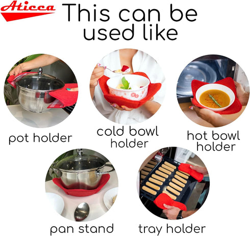 Microwave Bowl Cozy Holders for Hot Food Set of 4 Hot Pads for Bouillon Cups Multipurpose Heat Proof Plate Holder...