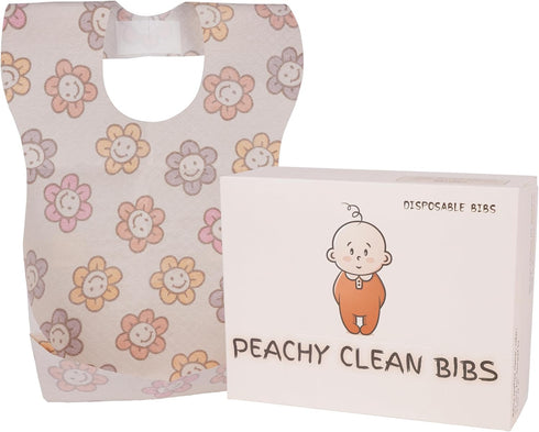 Disposable Baby Bibs (30pcs) Individually Wrapped - Soft 3-Layer Cute & Fun Waterproof Bibs for Babies w/Crumb Catcher - Easy Wear Baby Feeding an...