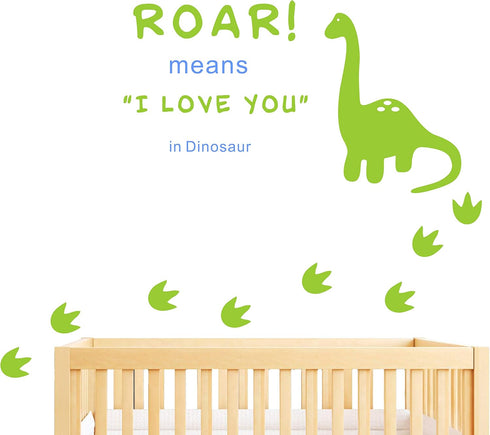 Dinosaur Wall Decal, Roar Means I Love You in Dinosaur with Footprints, Vinyl Stickers for Baby Boys, Kids Bedroom Wall Decor, Nursery Decoration,...