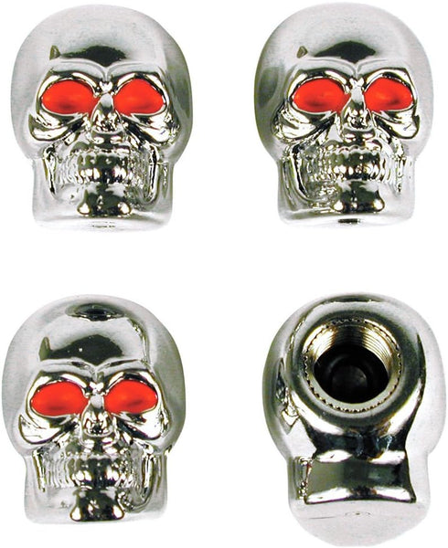 Custom Accessories 16220 Chrome Skull Style Valve Cap -, Pack of 4...