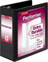 Cardinal® Performer ClearVue™ Ring 3-Ring Binder, 4" D-Rings, Black...