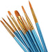 1 Set of 10 Pieces Synthetic Hair Paint Brushes, Blue, for Acrylic, Oil and Watercolor Painting...
