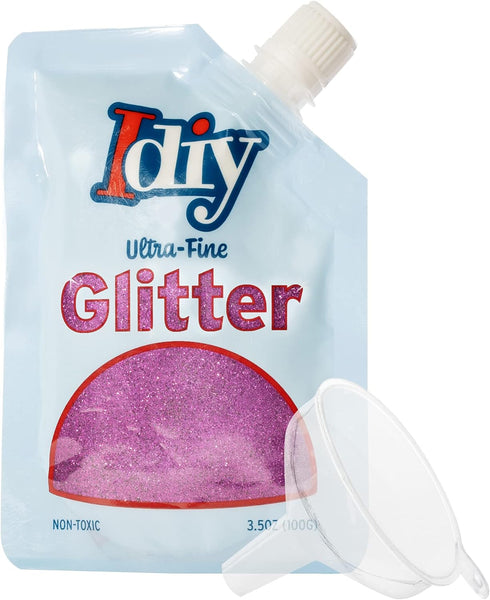 iDIY Ultra Fine Glitter (100g, 3.5 oz Pouch) w Easy-Pour Bag & Funnel-Raspberry Pink Extra Fine-Non-Toxic, DIY Arts & Crafts, School Projects, Fes...