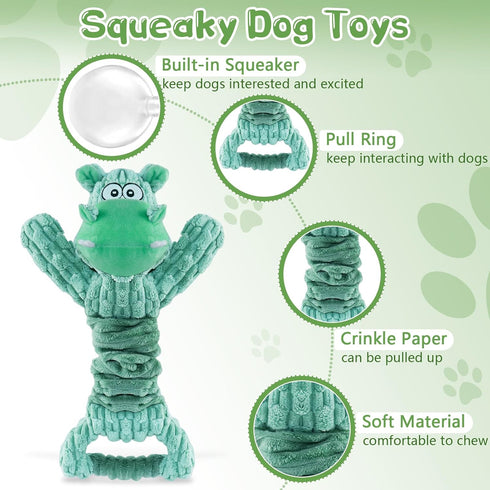 Large Squeaky Dog Toys: Plush Dog Toys with Soft Fabric for Small, Medium, and Large Pets - Tug of War Dog Toys for Indoor Play...