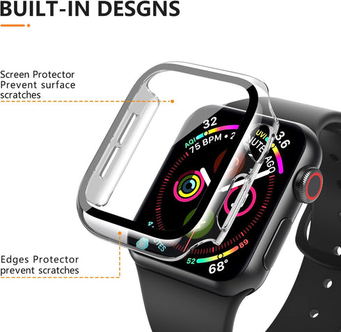3 Pack Case for Apple Watch Series 3 38mm Hard PC Case with Tempered Glass Screen Protector Waterproof Anti-Scratch HD Ultra-Thin Full Protective ...