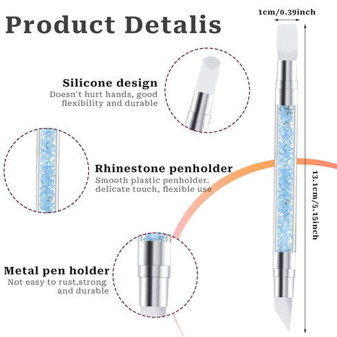 5 Pcs Nail Art Sculpture Pen Dual Tipped Silicone Nail Tools Nail Art Acrylic Pen Silicone Brushes for Resin Nail Art Tools for Design Nail Foil C...