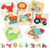 Toddler Puzzles Ages 2-4, 8 Wooden Puzzles for 1-3 Year Olds - Montessori Toy, Easter Basket Fillers, Educational Blocks, Birthday Gift....