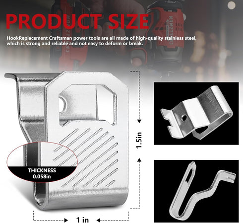 Cordless Drill Belt Clip Hook Replacement for Craftsman N597001-6 Pack...