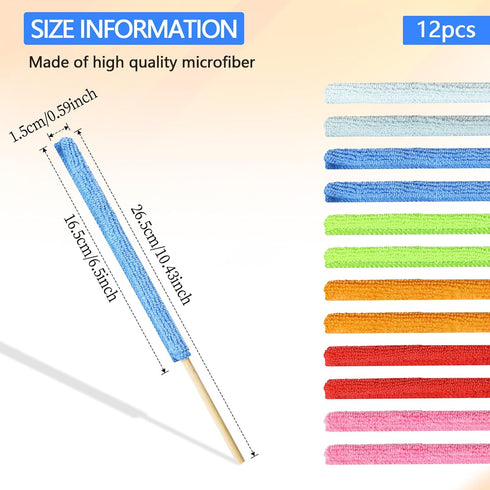 12 Pcs Microfiber Detail Duster Sticks Fan Cleaning Brush Crevice Cleaning Tool AC Vent Cleaner Mini Split Cleaning Kit Fan Blade Cleaner Dusters ...