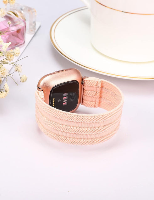 TOYOUTHS Elastic Band Compatible with Fitbit Versa/Versa 2 Scrunchie Bands Fabric Nylon Sport Stretchy Strap Fashion Versa Lite Special Edition Wr...