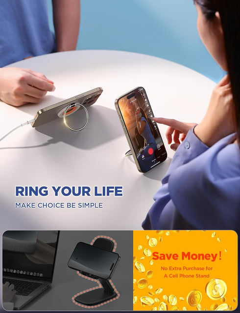 JOYROOM for Magsafe Phone Grip Holder Kickstand Magnetic Phone Ring Holder Stand for Magsafe Phone Ring Camera Snap for iPhone 15 14 13 12/Pro/Max...