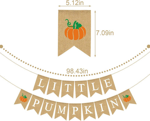 Jute Burlap Little Pumpkin Banner Fall Baby Shower Gender Reveal Birthday Party Garland Decoration...