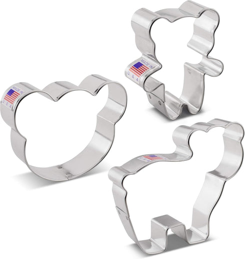 Ann Clark Cookie Cutters Bear Cookie Cutters 3-Pc. Set, Made in the USA, Tiny Bear, Bear Face, Cute Bear...