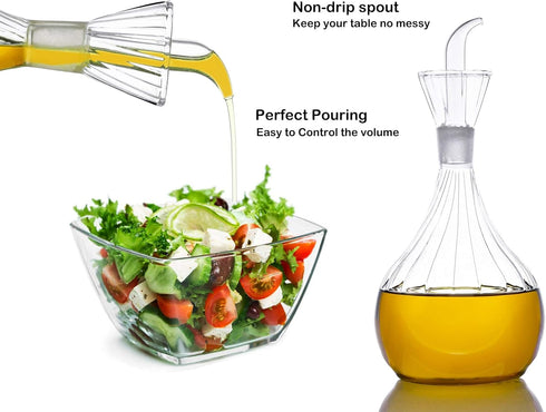HAIZEEN 13 ounce/380 ml Olive Oil and Vinegar Dispenser Glass Cruet Decanter for Kitchen,Lab glassware seal handicraft Keeps Oil Fresh Longer,Soap...
