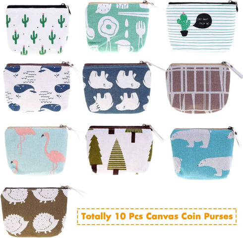 selizo Small Coin Purse, 10 Pcs Small Canvas Purse Zipper Change Purse Small Zipper Pouch...
