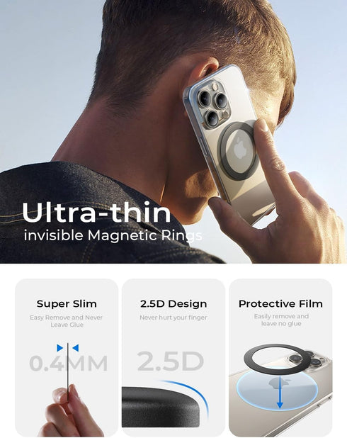 LISEN Ultra-Thin(0.4mm) for Magsafe Sticker, Powerful Magsafe Ring, Magsafe Ring Magnet Compatible with Magsafe Magnetic Wireless Charger for iPho...