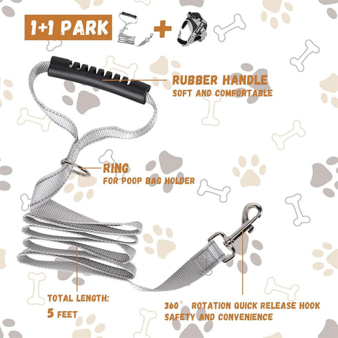 Heavy Duty No-Pull Dog Harness and Leash Set for Large Dogs - Reflective Adjustable Training Vest with Handle, Oxford Fabric, Easy Control (Black,...