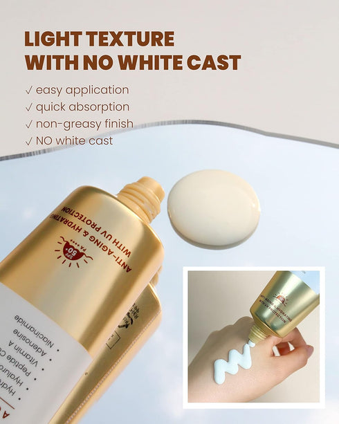 KSECRET Collagen Boosting Secret Sun Lotion, 60ml/2.03fl.oz. | Korean Skincare | Fragrance FREE Face Sunscreen for Wrinkle Care SPF 50+ PA++++, Fa...