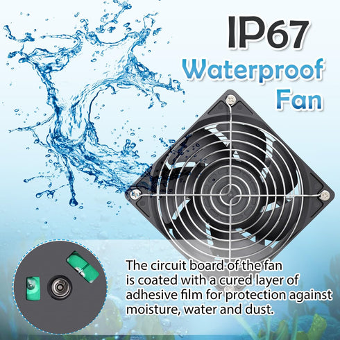 GDSTIME 120mm x 38mm 12V DC Waterproof IP67 Fan High CFM Dual Ball Bearing 2Pin for DIY Cooling Ventilation Exhaust Projects...