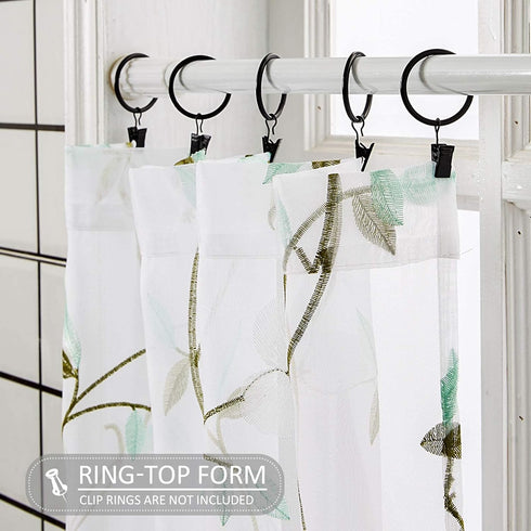 MRTREES Voile Sheer Tier Curtains, Floral Embroidered Kitchen Tiers Rod Pocket, Multi Color Cafe Curtain Tiers Small Half Window Treatment for Bat...