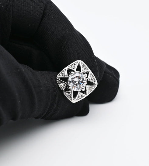 Faceted Transparent Crystal Cufflinks for Men In Gift Case Square Shape Gemstone Men's Cufflinks Jewelry for Wedding Party Business Birthday Anniv...