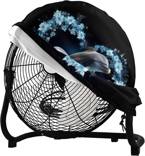 Upetstory Adorable Dolphin Fan Cover 16 18 20 24 Inch Industrial Floor Fan Cover Electric Household Floor Fans Covers Vertical Table Standing Wash...