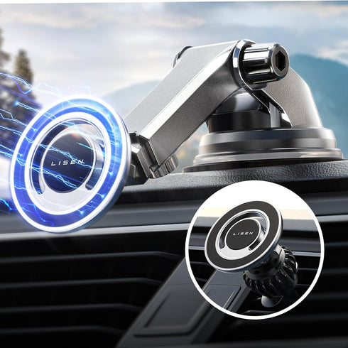 LISEN 3-in-1 Car Mount for iPhone 14/13/12/mini/pro max, Black......