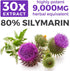 USDA Organic Milk Thistle Capsules - 80% Silymarin Supplement for Liver Support- Super Concentrated 300mg of 30:1 Milk Thistle Extract Equivalent ...