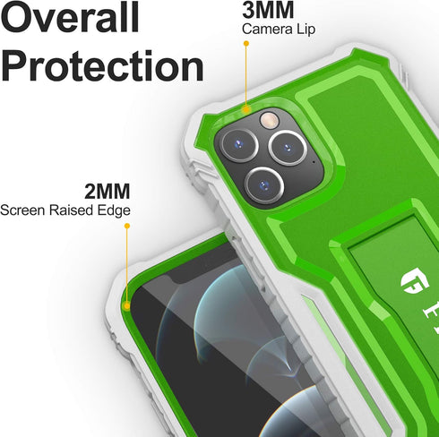 FITO Compatible with iPhone 12 Pro Max Case, Dual Layer Shockproof Heavy Duty Case for iPhone 12 Pro Max with Screen Protector, Built-in Kickstand...