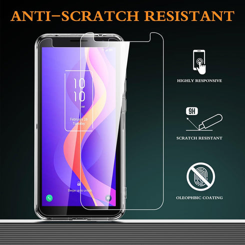 Oududianzi Case for TCL 303 with Screen Protector,Non-Yellowing Shockproof Bumper Protective Phone Cover, Anti-Scratch Soft TPU Back(Transparent)...