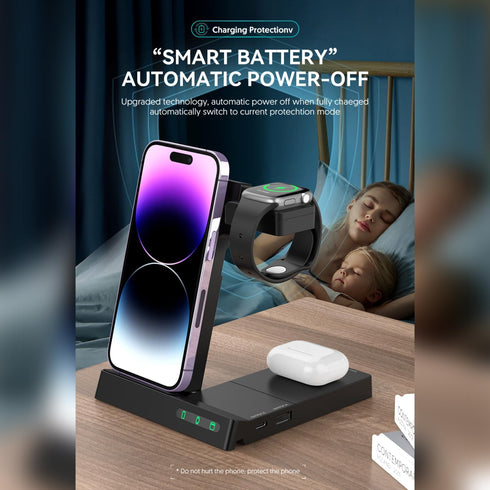 New 6-in-1 Wireless Charger Charging Station, Foldable Stand Dock,Compatible with Samsung,iPhone 15 14 13 12 11 X XR XS Pro Max 8 Plus SE, for App...