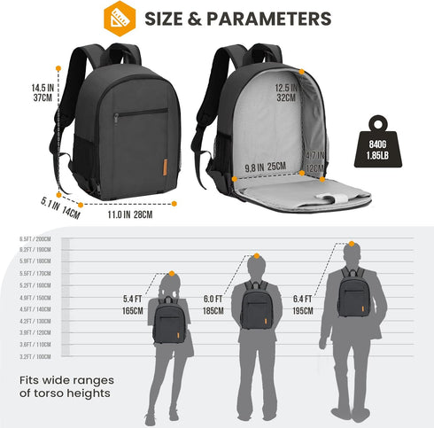 TARION Camera Backpack Bag Small - Professional DSLR Camera Bag with Waterproof Rain Cover Laptop Compartment Photograhy Backpack Case Black TB-S...
