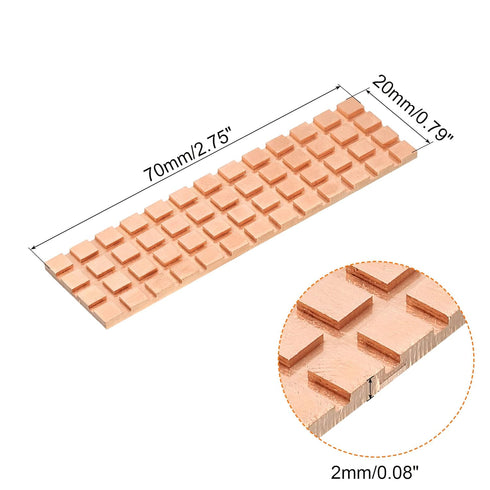 MECCANIXITY Copper Heatsink 70x20x2mm with Thermal Pad and Rubber Ring for M.2 SSD Memory, PC, Laptop Cooler 1 Set...