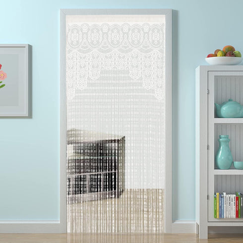 String Door Privacy Lace Curtain Macrame Boho Doorway Window Curtains for Wall Divider Windows Door Covers Decorative Room Separation (35×79in/90×...