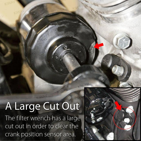 KiWAV Oil Filter Cap Wrench Tool for 1984-2021 Harley Spin-on Oil Filters (Except '15-later XG) Twin Cam Oil Filters with 76 x 14 Flutes (Crank Se...