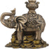 Ebros Small Feng Shui Auspicious Elephant Carrying Wealth Pot With Trunk Up Standing On Golden Coins Ingots And Nuggets Statue 4.25"Long Home Deco...