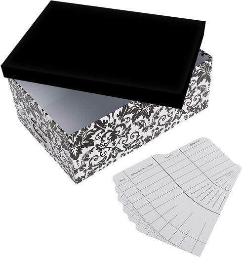 Heavy-Duty Photo/Video Storage Box, Damask Design...