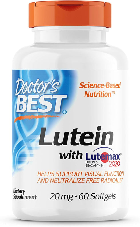 Doctor's Best Lutein featuring Lutemax, Non-GMO, Gluten Free, Eye Health, 20 mg, 60 Softgels...