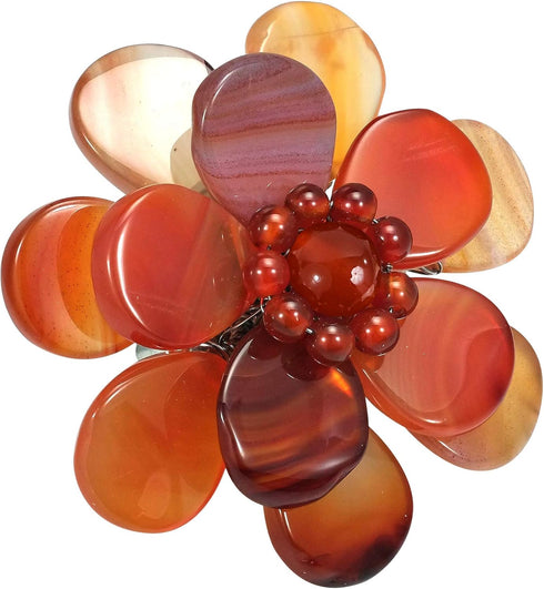 AeraVida Handmade Carnelian Azalea Beauty Floral Pin or Brooch | Handmade Brooch for Women | Brooch for Women | Bride Bridesmaid Wedding Brooch or...