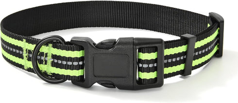 Mile High Life Reflective Dog Collar | Nylon Pet Collars wiith Buckle | Light Weight Puppy Collars | Lime Green Dog Collars for Large Dogs (Lime G...