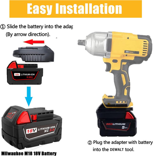 Battery Adapter Converter for Milwaukee to Dewalt Battery?for Milwaukee M18 18V Lithium Battery Convert to Dewalt 20V Lithium Battery Convert for ...
