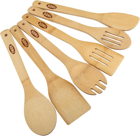 Wooden Spoons for Cooking, Bamboo Kitchen Utensils Wooden Spoons Set 6 Piece, Nonstick Spatula For Daily Use...