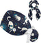 Space Cats Cute Scrub Caps Surgical Women with Button Adjustable Hats Surgical Caps with Scrunchie for Women...