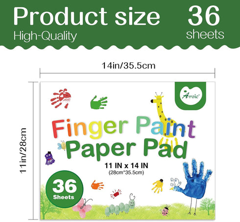 AROIC 36 Sheets Finger Paint Paper 11 x 14 inches, Paint Pad for Kids, Fingerpaint Paper For Toddlers And Kids, Kids Art Supplies, Art Paper Const...