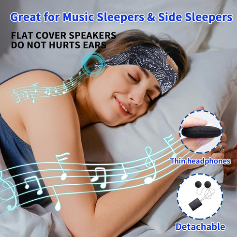 4 in1 Sleeping Bluetooth Headphones, Sport Headband and Sleep Mask with Ultra-Thin Speakers for Side Sleepers- Sports Headband, and Bluetooth Head...