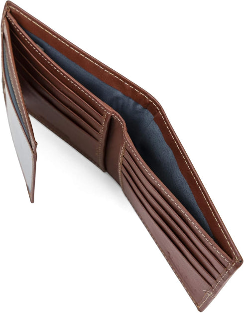 Timberland mens Leather Passcase Trifold Wallet Hybrid, Cognac, One Size...
