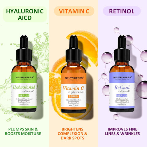 NEUTRIHERBS Vitamin C Serum for Face with Hyaluronic Acid, Firm, Anti Aging, Brighten, Even Skin, Daily Skincare Natural Nourish Facial Serum,1 fl...