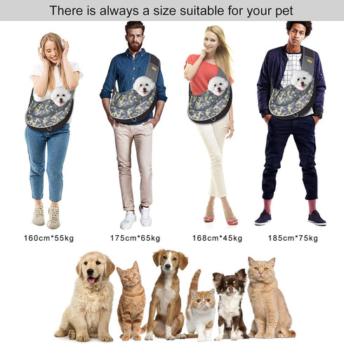 Cuby Pet Dog Sling Carrier for Small Dogs Cats Breathable Mesh Travel Safe Sling Bag Carrier for Dogs Cats Puppy (L, Camouflage)...